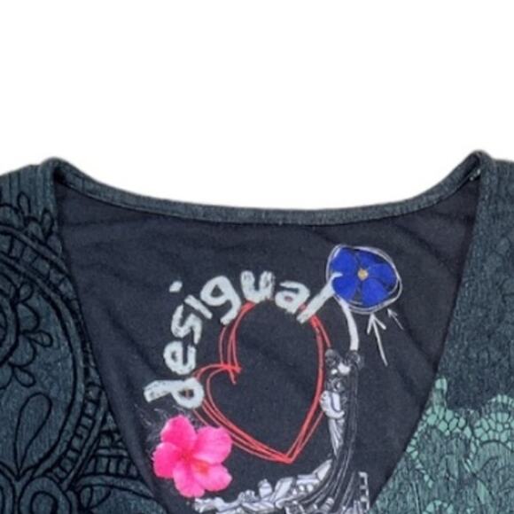 Desigual Green/Gray Floral Dress | Size L - Picture 4 of 5